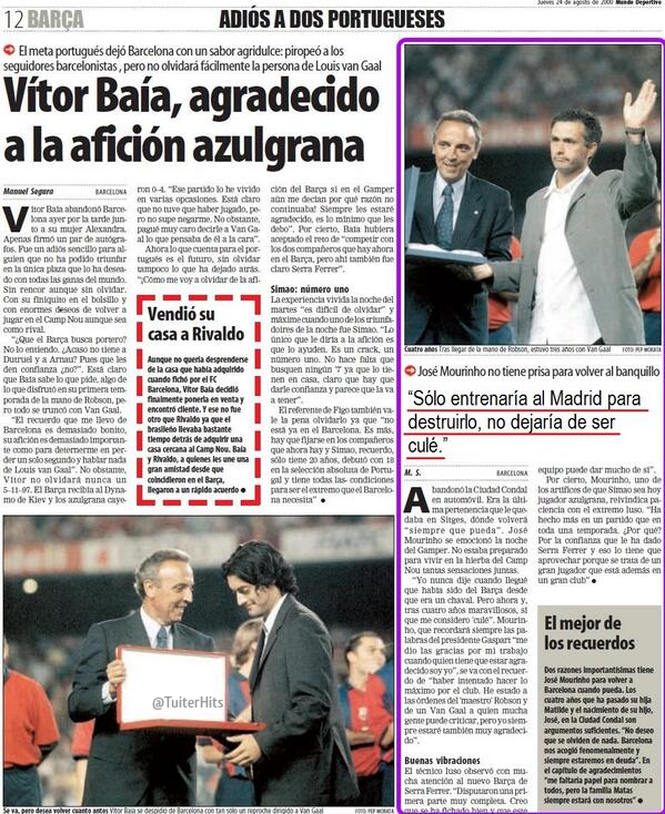 TuiterHits's tweet photo. José Mourinho (2000): "Solo entrenaría al Madrid para destruirlo" http://t.co/RgsHiymP1z