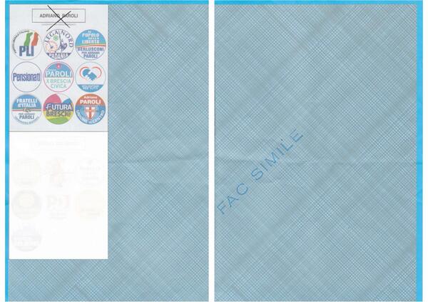 facsimile di scheda! una croce su Adriano Paroli candidato sindaco! #vincechivota #parolisindaco buon voto!