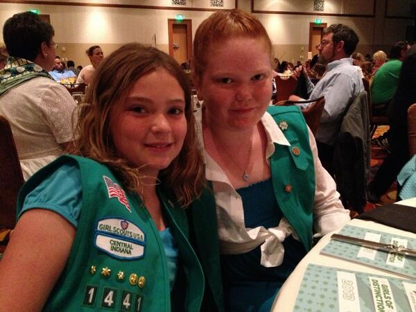 NikiDonaldson's tweet photo. Girl Scout Distinction Brunch #GSCIGirlAwards @girlscoutsIN http://t.co/hXCipavrS3