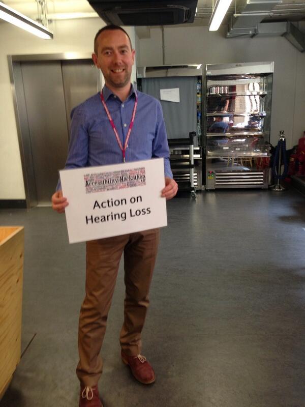 getexhibited's tweet image. Photo of David Sloan from @ActionOnHearing at @AccessHack. Photo as promised :) cc: @iPravwin  #AccessibilityHack
