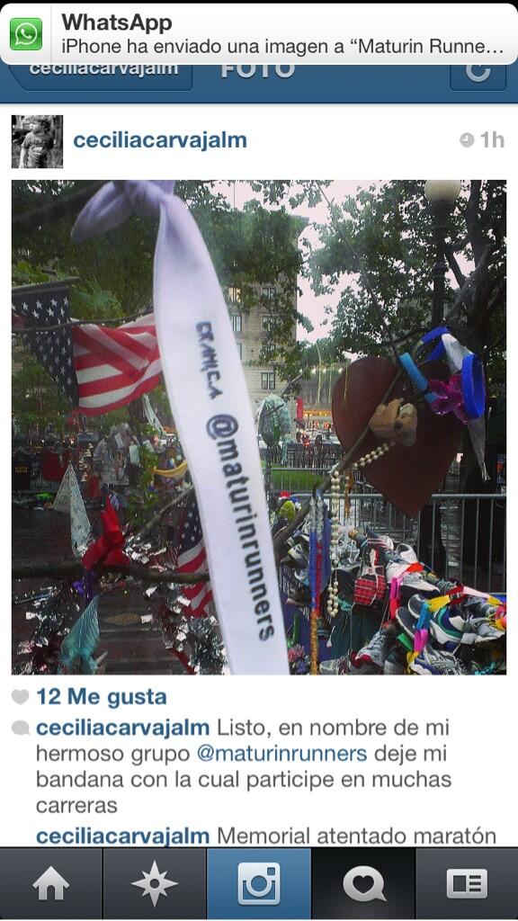 fjfc77's tweet image. En nombre de @maturinrunners nuestra corredora @ceciliacarvajal colocando bandana en Copley Square! #prayforboston