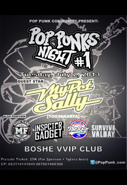 #PopPunkNight >> <a href="/MyPetSallyRawk/">MY PET SALLY</a> (Jogja) <a href="/inspctor_gadget/">Inspector Gadget</a> <a href="/TheRolic/">THE ROLIC</a> @magicflamebali <a href="/survivevalday/">Survive Valday</a> at <a href="/BOSHEVVIPbali/">BOSHE BALI</a>