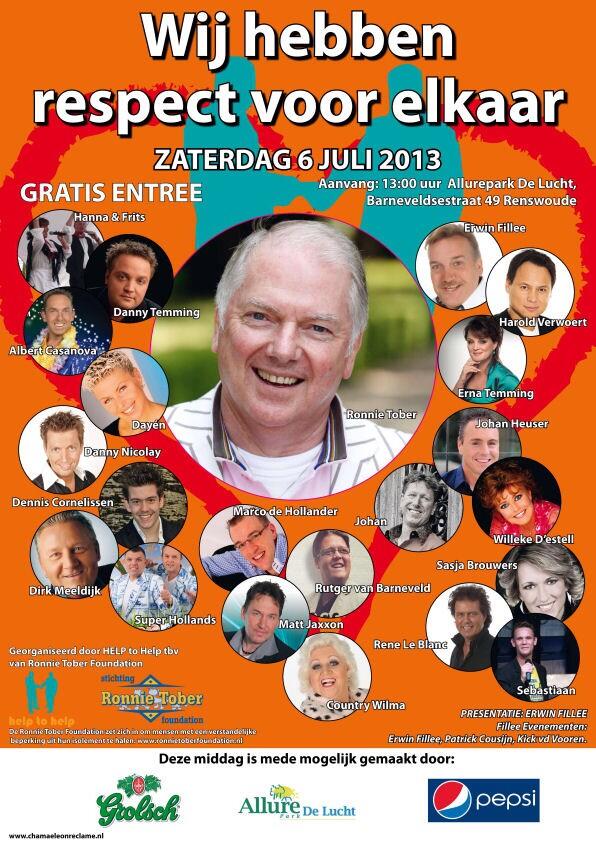 Entree gratis tbv de @ronnie_tober foundation.nl 6 juli gratis entree/ retweet dit zo veel als mogelijk aub. Dank!