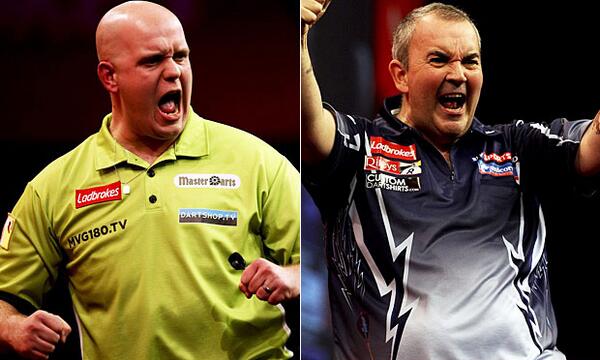 RT if you can't wait for this Quarter-Final showdown this afternoon. <a href="/MvG180/">Michael Van Gerwen</a> <a href="/PhilDTaylor/">The Power @ PDC</a> #SpeedyUKOpen #darts