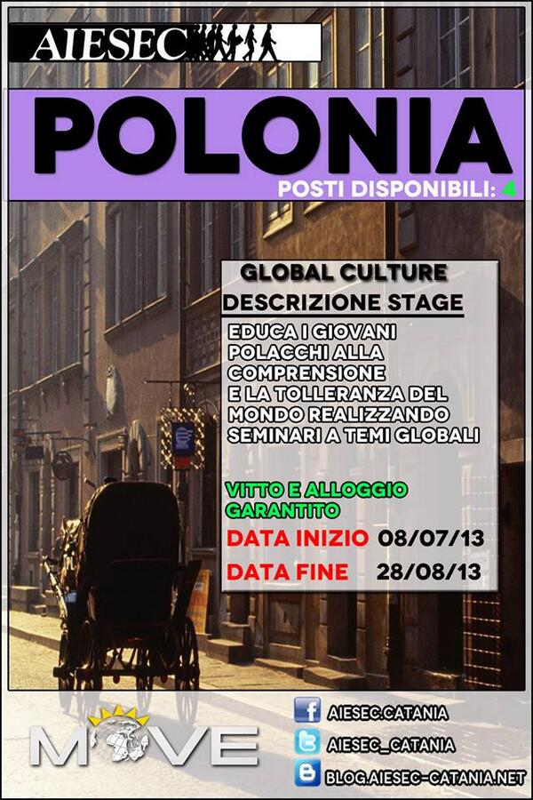 AIESEC_Catania's tweet photo. #summer2013 Educa alla #tolleranza e la comprensione i giovani:#stage in  #POLONIA. Modulo: http://t.co/FxpZUUQihg http://t.co/BUttBgDuln
