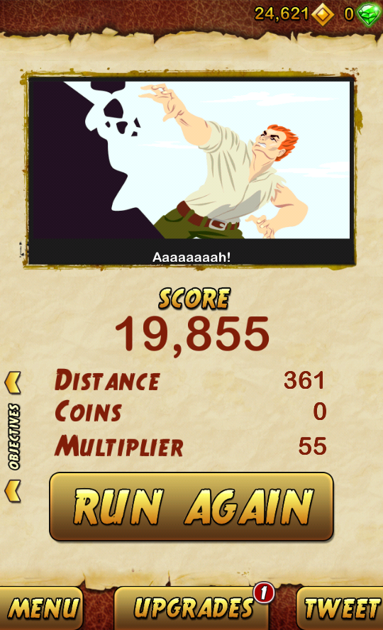 AlexWMBraga's tweet photo. I got 19855 points while escaping from a Giant Demon Monkey. Beat that! http://t.co/b2y4KZZMLX http://t.co/rlMTlUD3wA