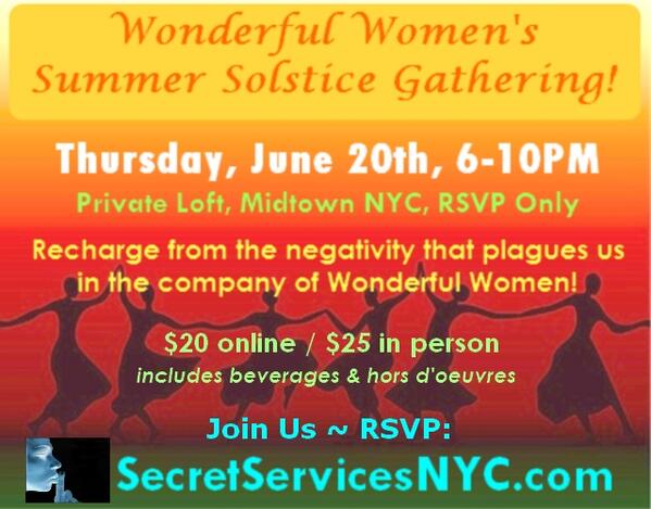 SecretsNYC1's tweet photo. 6/20 Wonderful #Women's #Summer #Solstice Gathering! Friends, support &amp; Diva fun! http://t.co/1Vuwf5vrYd http://t.co/qUPtv4tu4h