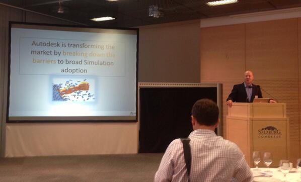 jeradstack's tweet image. John Twerdok @adsksimulation on stage @NAFEMS #NWC13 - #SIM360 breaks barriers
