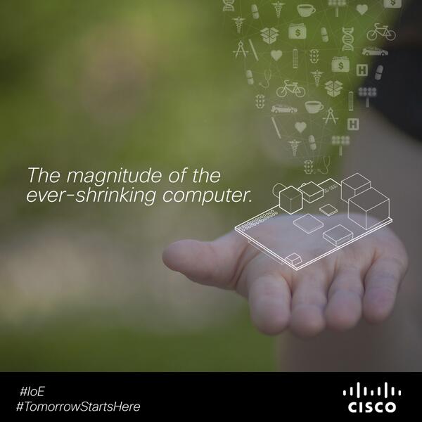Cisco's tweet image. Small computers, big opportunities. Explore how Moore&apos;s Law is impacting #IoE via @JimGrubb cs.co/6016kmpg