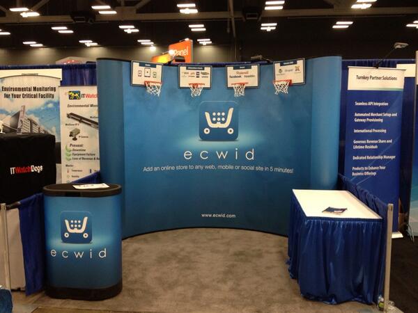 verbichenko's tweet image. Ecwid booth is up. #hostingcon