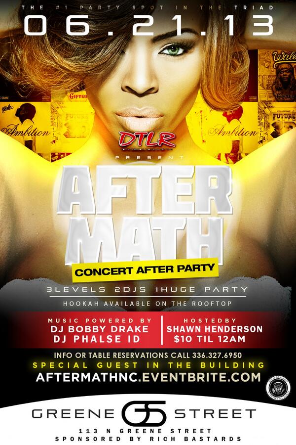 RoyalBoogie's tweet image. #AfterMathNC this FRIDAY at #GreeneStreet || $10 before 12am! || go to aftermathnc.evenbrite.com for advance tickets!