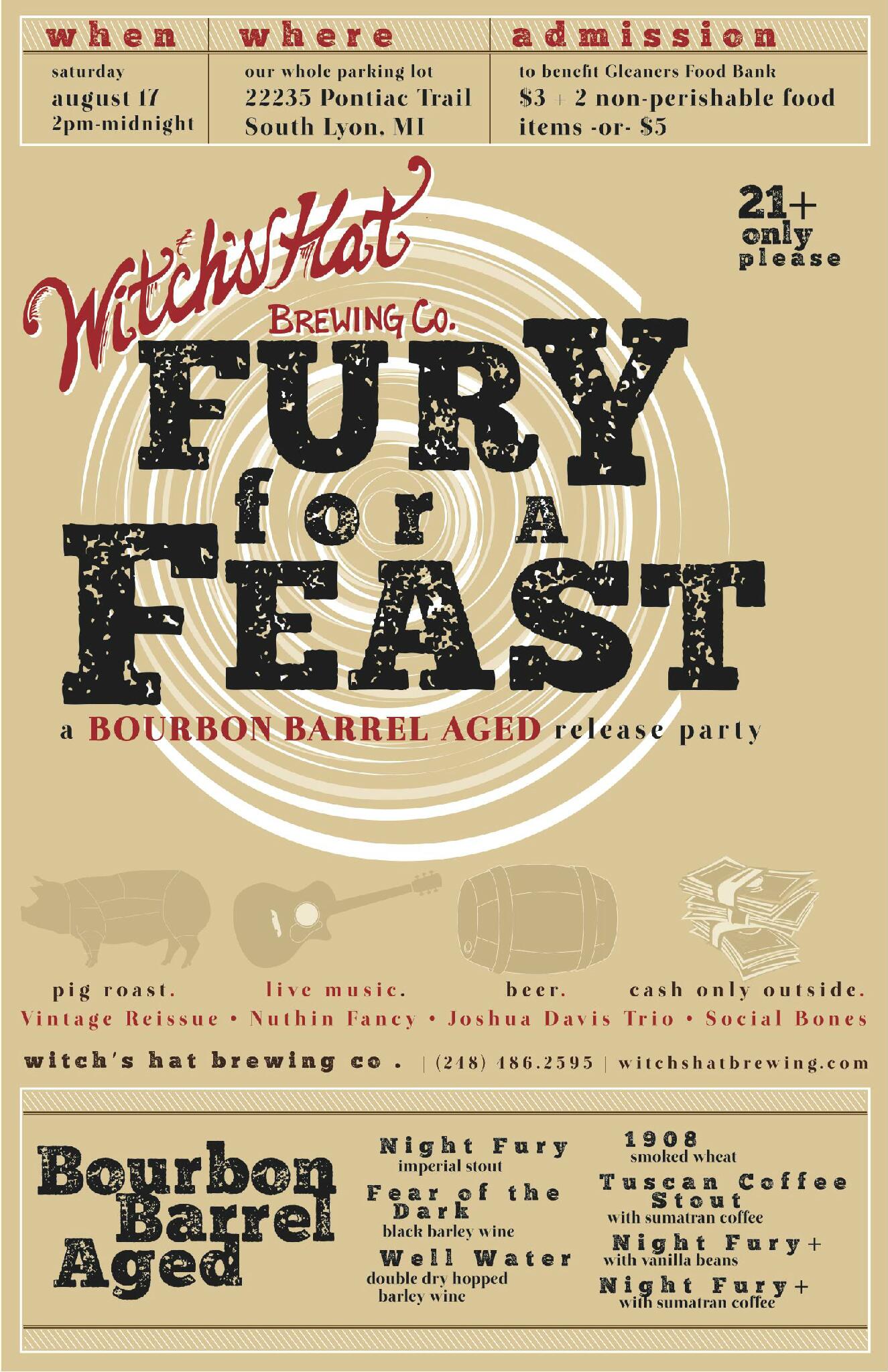 Witches Hat Fury for a Feast! A Bourbon Barrel Aged Release Party