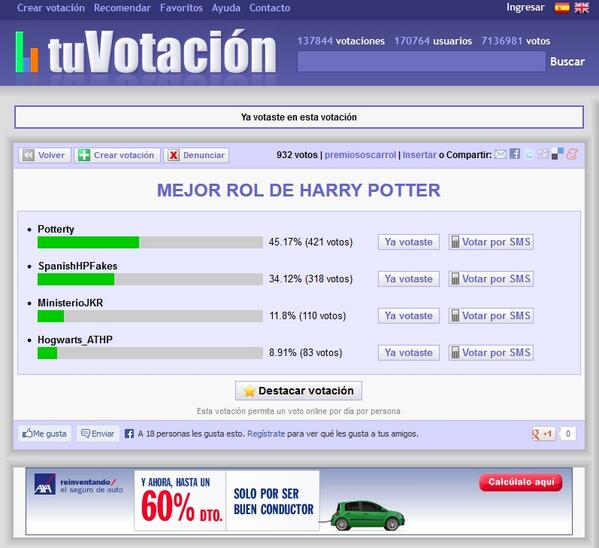pottertty's tweet image. Pottertty cumplirá tres semanas esta noche. Y ya nos hemos convertido en el mejor rol: tuvotacion.com/mejor-rol-de-h…