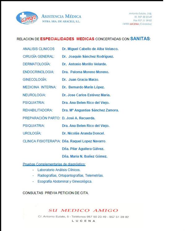 amplucena's tweet photo. Nuevas especialidades para los asegurados de la compañía SANITAS http://t.co/JlBzq2G7WJ