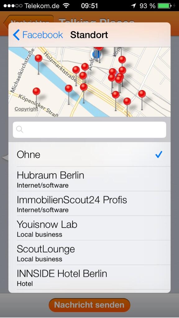 TalkingPlaces's tweet photo. Wir testen gerade unsere #App auf #ios7 welches gestern von #apple vorgestellt wurde. http://t.co/RDy1yL3IEe