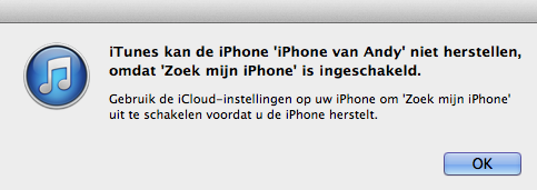AndyVRD_X's tweet image. Was dat nou weer voor een vreemde foutmelding ?! #iOS7 #FindMyIPhone #RestoreBackup