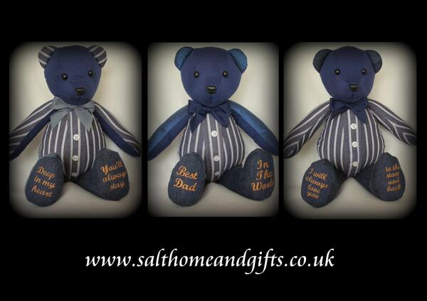 SaltMemoryBears's tweet image. Remembrance Bears made from a shirt, tie, t-tshirt &amp;amp; lots of loving memories. Made for the family of a much loved man