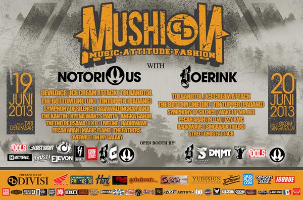#MUSHION 19 Denpasar w/ <a href="/PecahArah/">Pecah Arah Metalcore</a> <a href="/BandExo/">E.X.O_Band</a> <a href="/radiowaveBALI/">RADIOWAVE</a> @OVERVILE_HC @magicflamebali <a href="/OnMyGalaxy/">On My Galaxy (ONYX)</a>