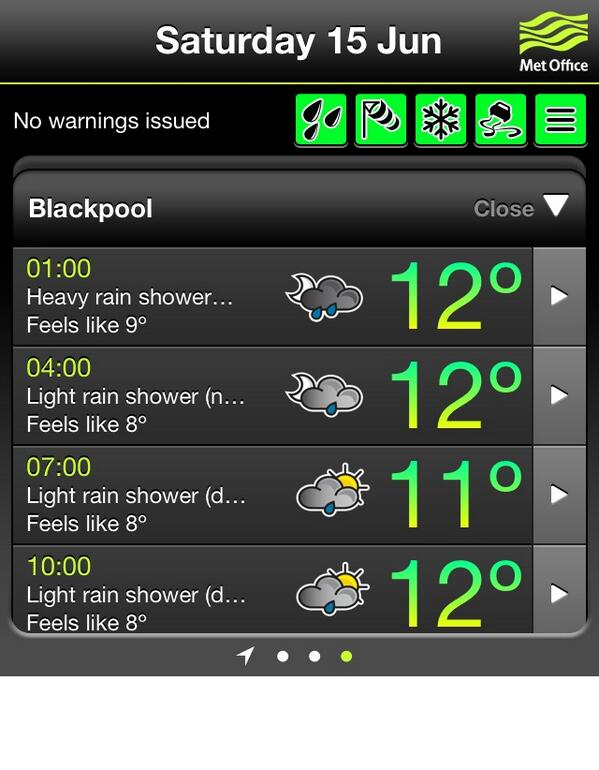 jay_elliott1983's tweet photo. Saturday's weather for Blackpool: 18º C Cloudy via @MetOffice app http://t.co/WzEvNx1mfn http://t.co/yOce0Jc2at