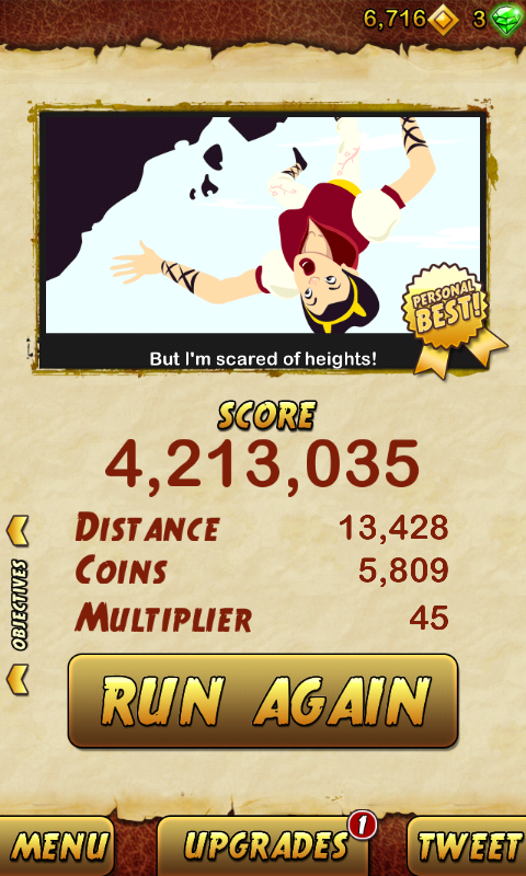 pchahal802's tweet photo. I got 4213035 points while escaping from a Giant Demon Monkey. Beat that! http://t.co/QFvFNxEbHb http://t.co/MqwEnVcA9x