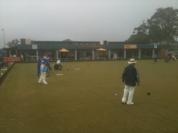 Rain Gods playing havoc at National Disability C'Ships - Chermside - Brissie. Great performances on greens though