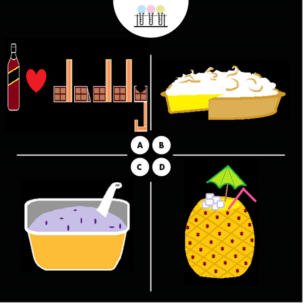 Lab_Made's tweet image. A) Big Daddy – Whisky Chocolate.
B) Super Lemon Meringue Pie.
C) Purple Rice.
D) Nata de coco &amp;amp; Pineapple Yogurt.