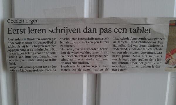 bericht uit de krant!