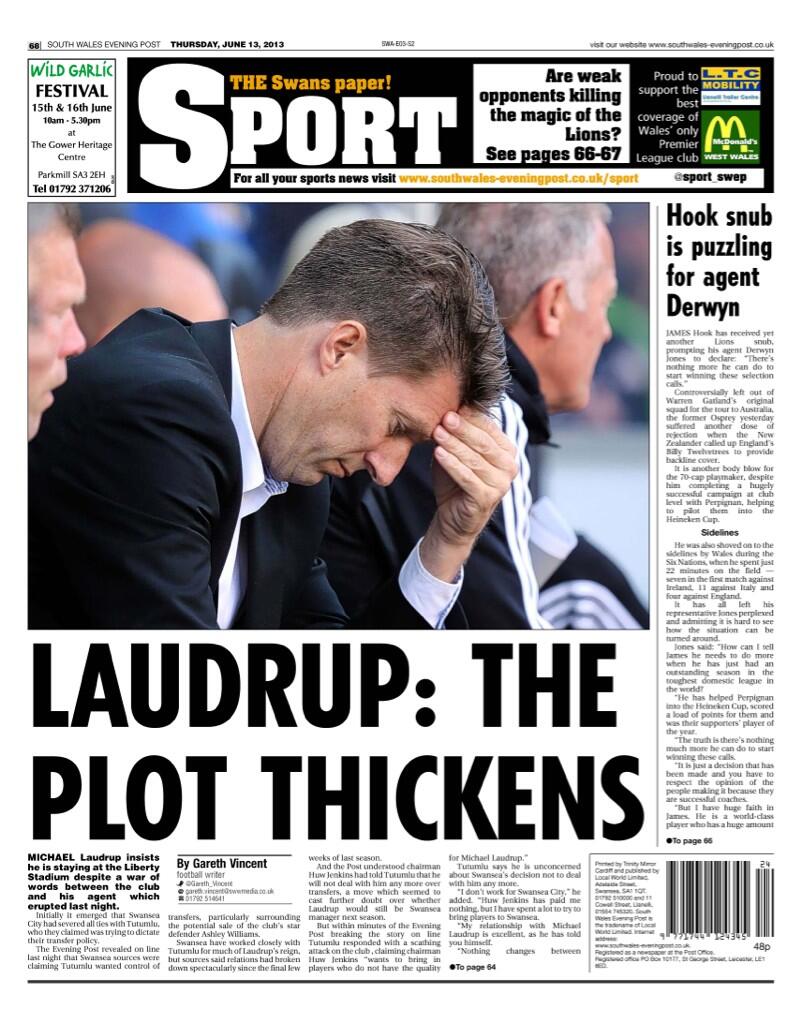  Laudrup is staying at Swansea despite agent axe, Barcelona eye Chelseas Loftus Cheek & Liverpool linked to Piazon & Mignolet