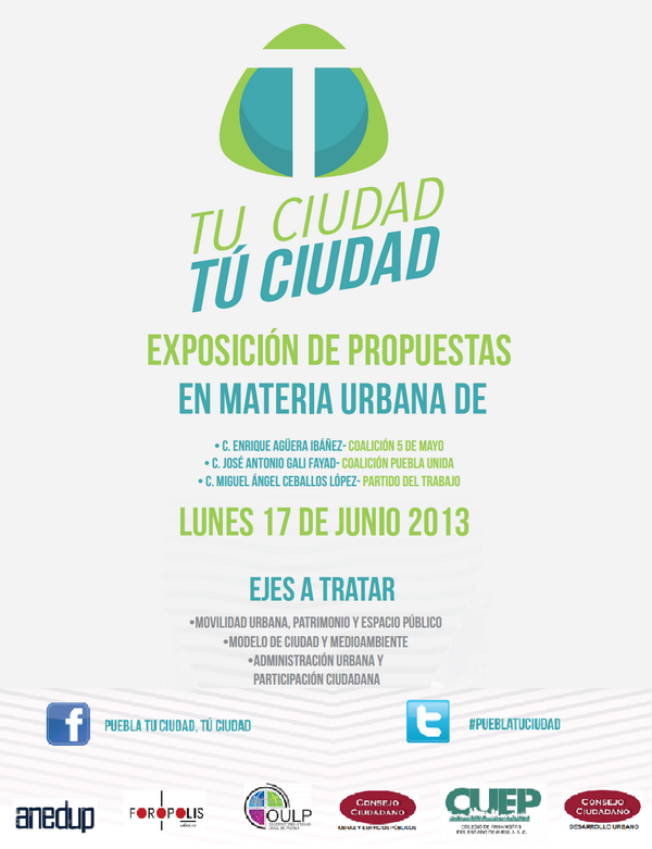 anedup's tweet image. #PueblaTuCiudad espacio juvenil para la presentación de propuestas urbanas por parte de @EnriqueAguera