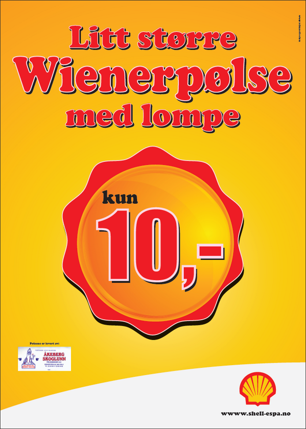 ShellEspa's tweet image. En wiener for 10 KR på Shell Espa! retweet dette og vær med i konkurransen om drivstoff for 1000 kroner:) #espaboller