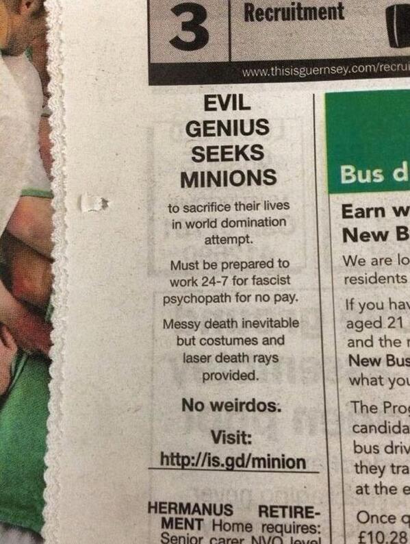 Anyone looking for a job, this looks interesting!!!