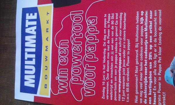 EmielKoops's tweet photo. Leuke #vaderdagactie van #multimate, jammer dat het al 13 juni is. #Timingisookeenvak http://t.co/aEMjF0qI3g