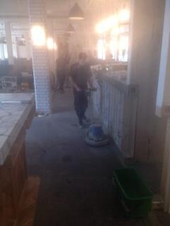 Lazenby3's tweet photo. Finishing touches to Raven floor at Toms Kitchen, Canary Wharf. http://t.co/2pCLgwtyCz