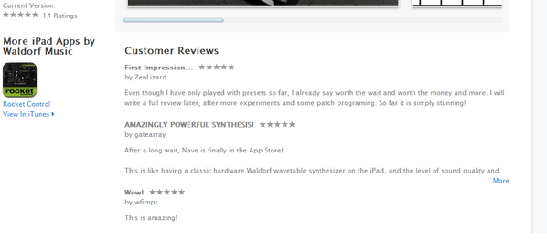 zwalker100's tweet image. #Nave (goo.gl/csCRs) ratings looking good #wavetablesynthesis #iosmusicapps