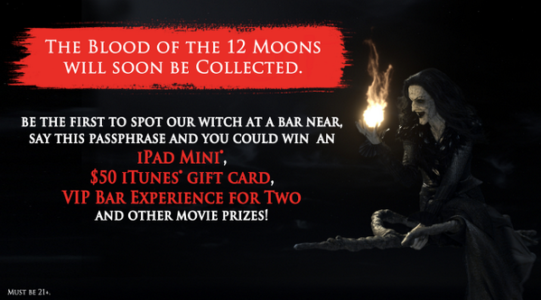 Find a bar near u for a chance to win an iPad Mini, $50 iTunes Gift Card + VIP Experience! j.mp/WitchHunters |