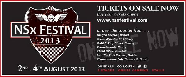 Official Ticket Outlets for the Festival. Day tickets available from our website only nsxfestival.com