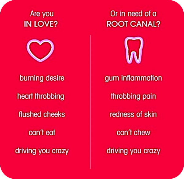 SocialDentistry's tweet photo. RT @Richmond_Inst Being in Love VS. Root Canal.....more similar than we think! ;-) http://t.co/xPbhHVTJHT