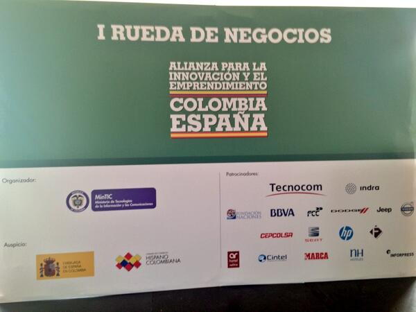 marisabelmejia's tweet image. Colombia y España.1Rueda de negocios por la innovación y el emprendimiento #appco @Ministerio_TIC @DiegoMolanoVega