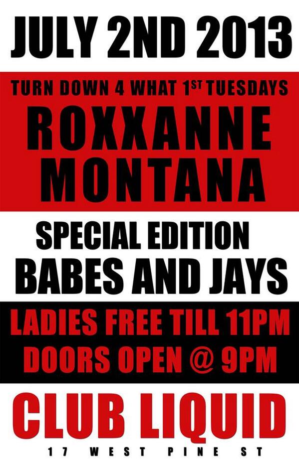 JDeezine's tweet photo. July 2nd ROXXANNE MONTANA WILL BE IN THE BUILDING AT CLUB LIQUID FOR VIP INFO CALL 8133245347 http://t.co/HbXemS3z5s