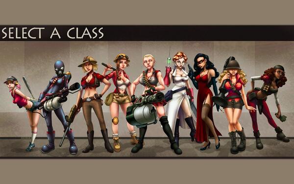 The_Red_Pyro's tweet image. All female classes