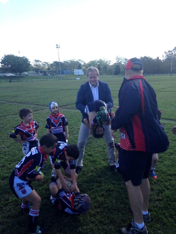 <a href="/NRL/">NRL</a> CEO Dave Smith enjoying a visit to Junior League at Bray Park in Brisbane.