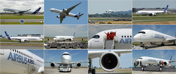 flightradar24's tweet photo. We have created a gallery with the 12 greatest pictures of yesterday's #A350FirstFlight https://t.co/pxyjX8qqtA http://t.co/QX951nXNvf