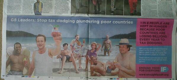 Check out this amazing #IFcampaign advert! "#G8 leaders: stop tax dodging plundering poor countries"