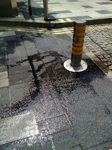 Slough High St bollard claims the nose of a Mini convertible on Thursday 'Epic Win' #SloughHighStreet