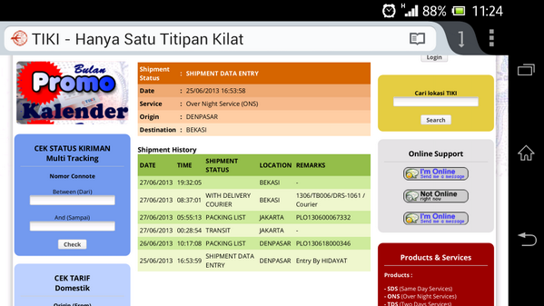 Titipan Kilat apa'an?? ONS yg mstnya 1 malam sampe, 3 malam blom nyampe. Telp CSHotline sama lemotnya, parah!! #tiki