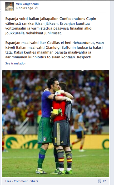 Valavuori's tweet photo. Buffoni &amp; Casillas. Upeaa. http://t.co/xmrByJV62e