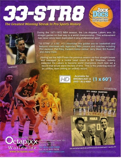 Octapixx's tweet image. LA Lakers won 33 straight games during the 1971-1972 season. Check out our new doc, "33 STR8". octapixx.com/library_9.html