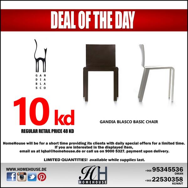 HomeHousede's tweet photo. june 28, 2013 deal of the day  - GANDIA BLASCO BASIC CHAIR http://t.co/i9VqJlAhaP