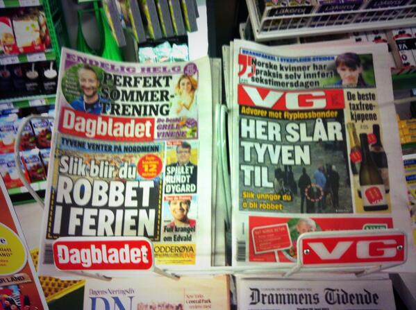 Miriam_LG's tweet photo. Så da er det bare �� velge; Dagbladet hvis du vil bli robbet, VG hvis du vil unngå å bli robbet #nyheter #sommer http://t.co/6PyxdxF4KY