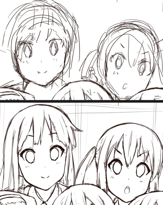 せっかくなんで純粋に比較してみた。
↑がラフで、↓が下書き。
ラフはこれでもまだいつもより整ってるほうです。最初は汚いもんです。 